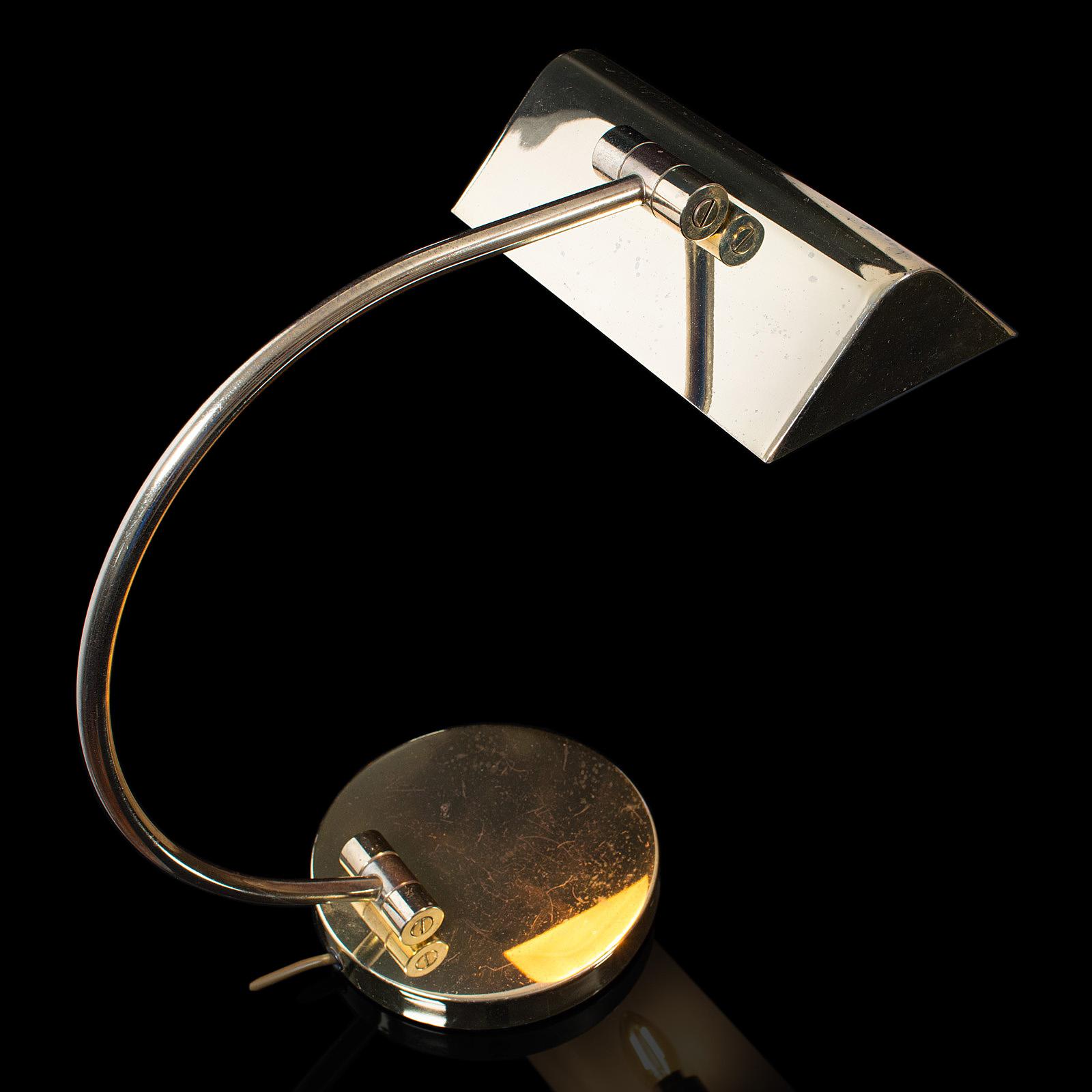 Vintage Barrister's Lamp, Continental, Brass, Banker's, Desk, Light, Circa 1970 5