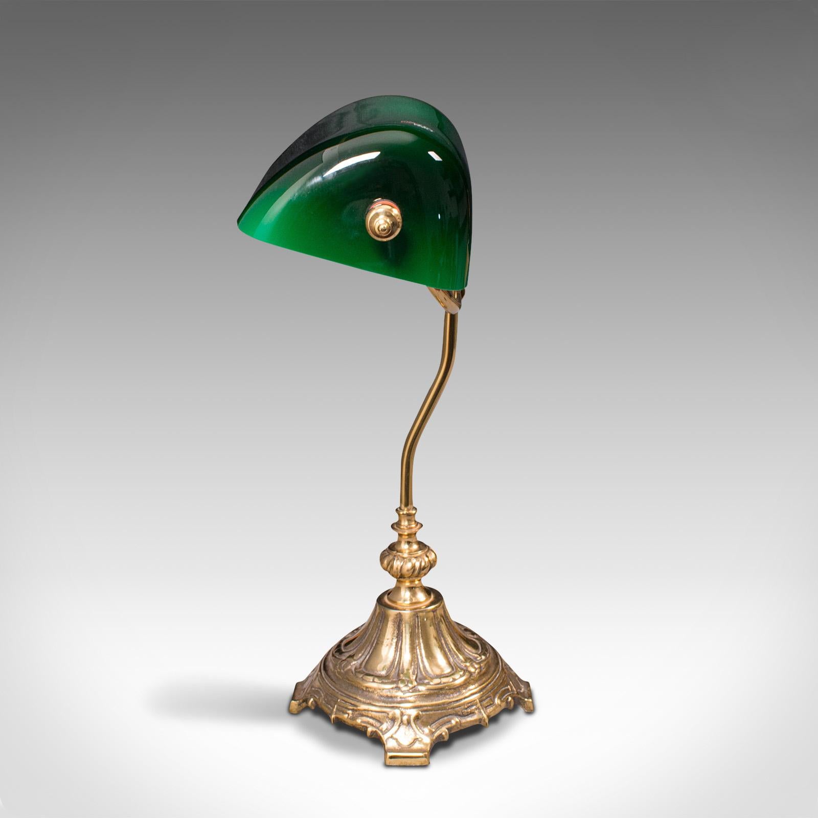 British Vintage Barrister's Lamp, English, Adjustable, Banker's Desk Light, Mid Century