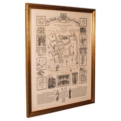 Barrister's Map of London, englisch, gerahmt, innen, Middle Temple, um 1970
