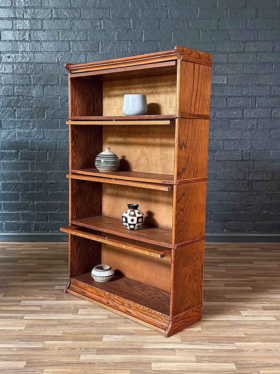 Mission Vintage Barristers Oak Bookcase w/ Glass Sliding Doors