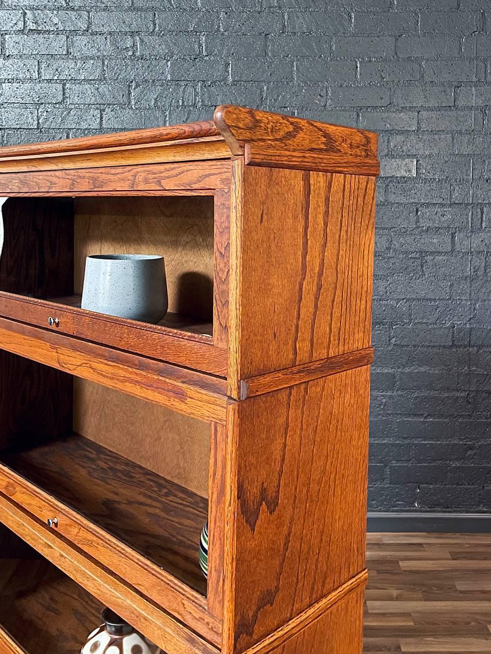 Vintage Barristers Oak Bookcase w/ Glass Sliding Doors 1