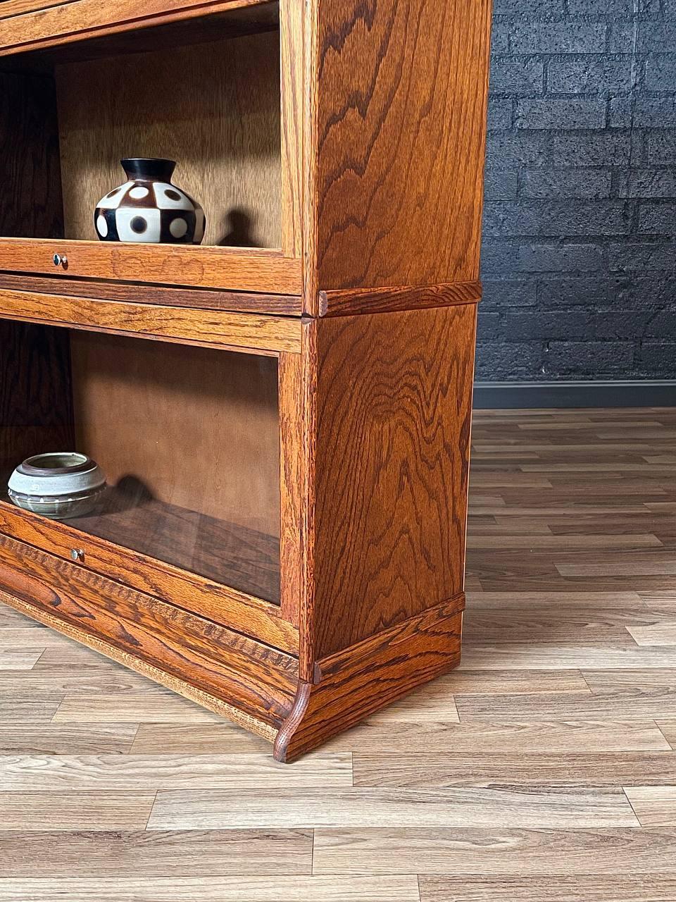 Vintage Barristers Oak Bookcase w/ Glass Sliding Doors 2