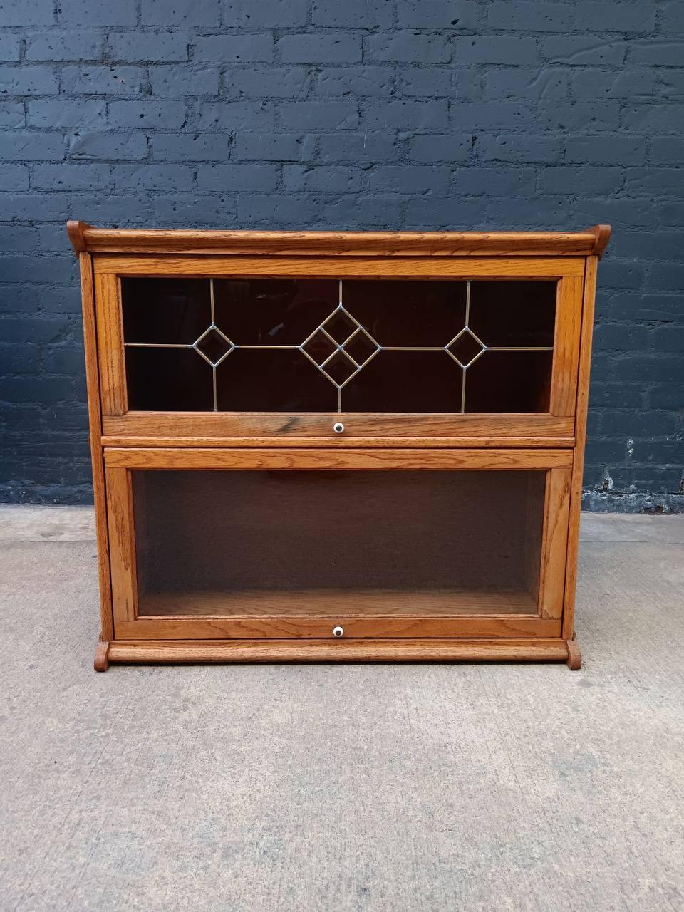 Other Vintage Barristers Oak & Glass 2-Tier Bookcase Shelf Cabinet