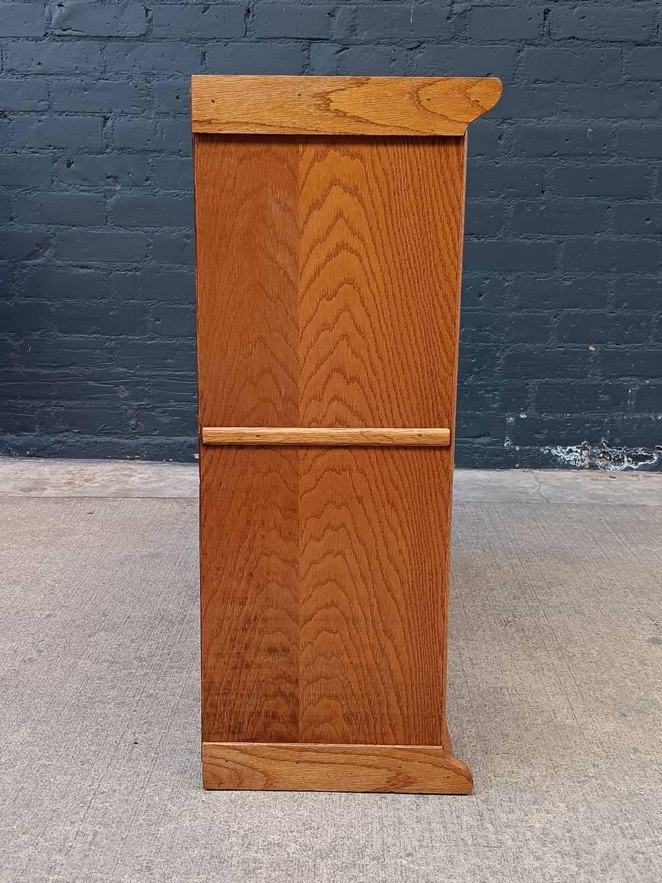 American Vintage Barristers Oak & Glass 2-Tier Bookcase Shelf Cabinet