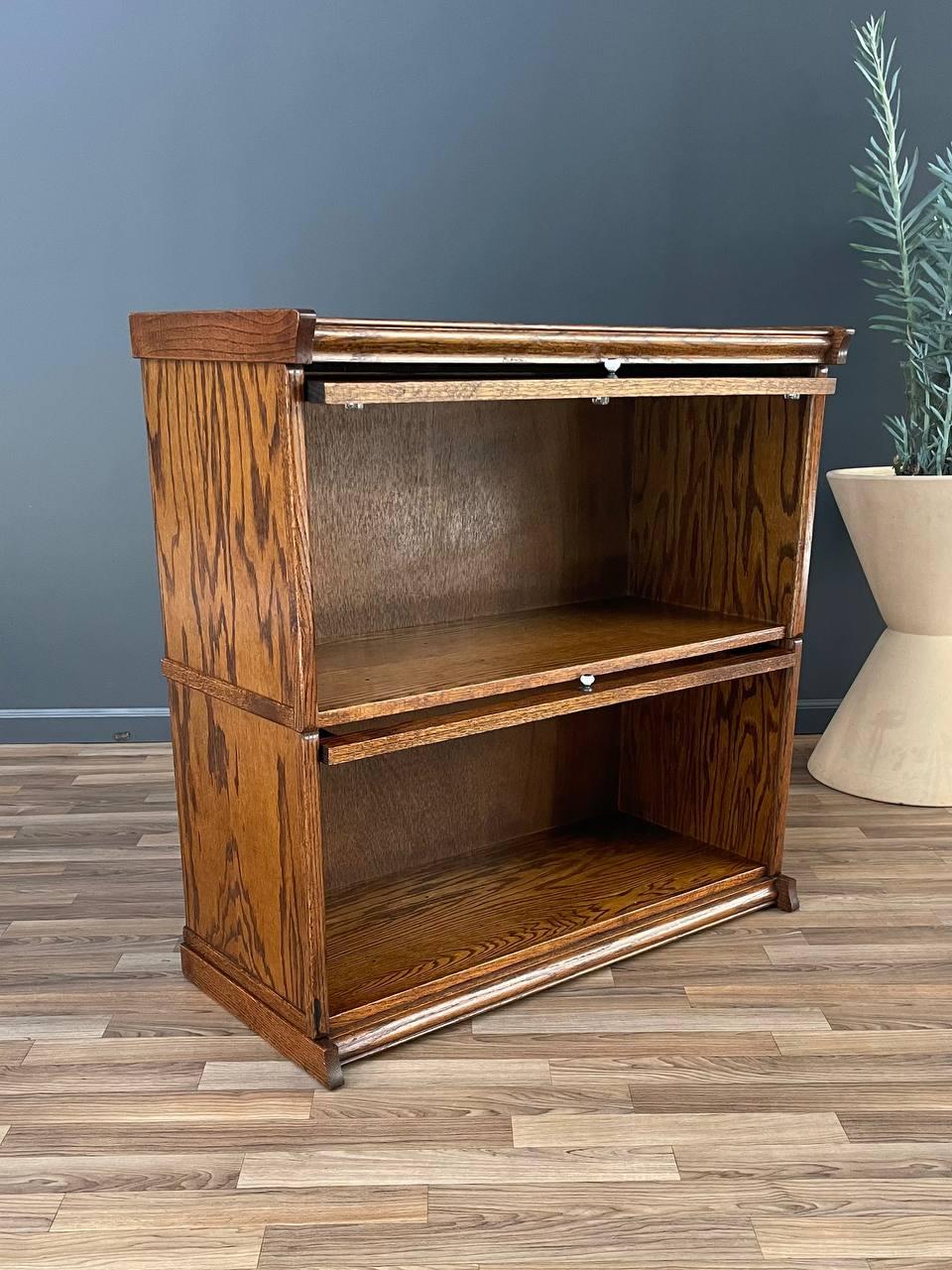 Mission Vintage Barristers Oak & Glass 2-Tier Bookcase Shelf Cabinet