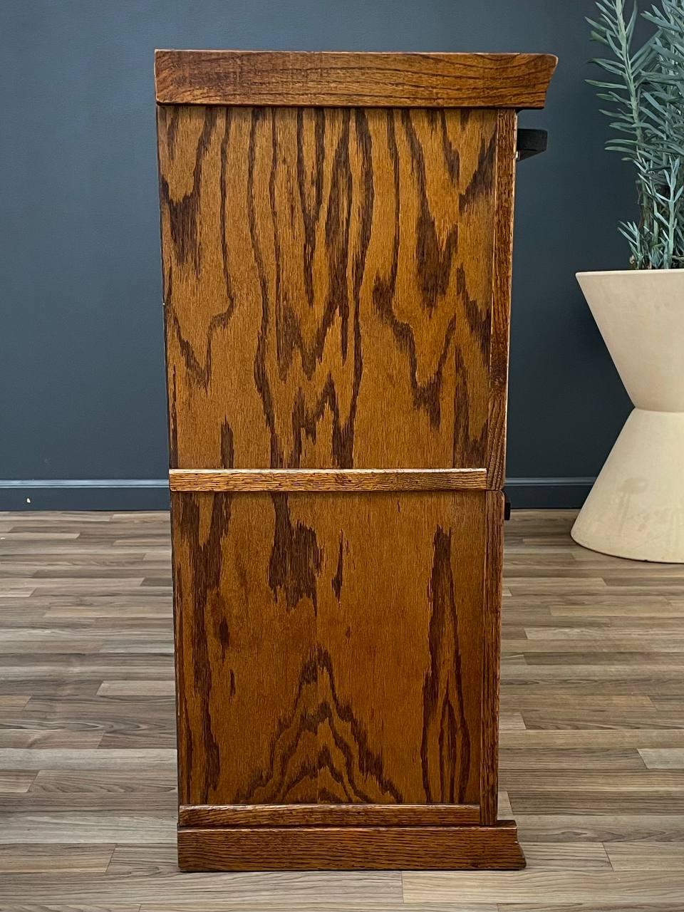 American Vintage Barristers Oak & Glass 2-Tier Bookcase Shelf Cabinet