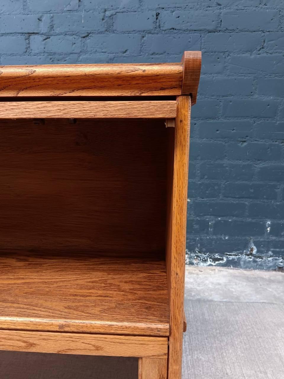 Vintage Barristers Oak & Glass 2-Tier Bookcase Shelf Cabinet 3