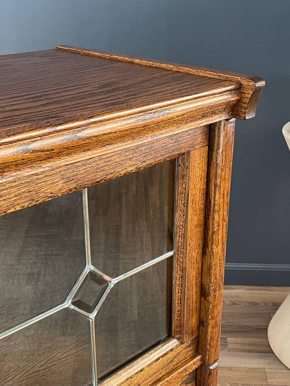 Mid-20th Century Vintage Barristers Oak & Glass 2-Tier Bookcase Shelf Cabinet