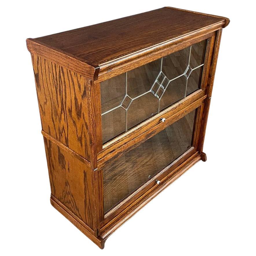 Bibliothèque Vintage Barristers en Oak Oak & Glass 2-Tier Bookcase Shelf Cabinet