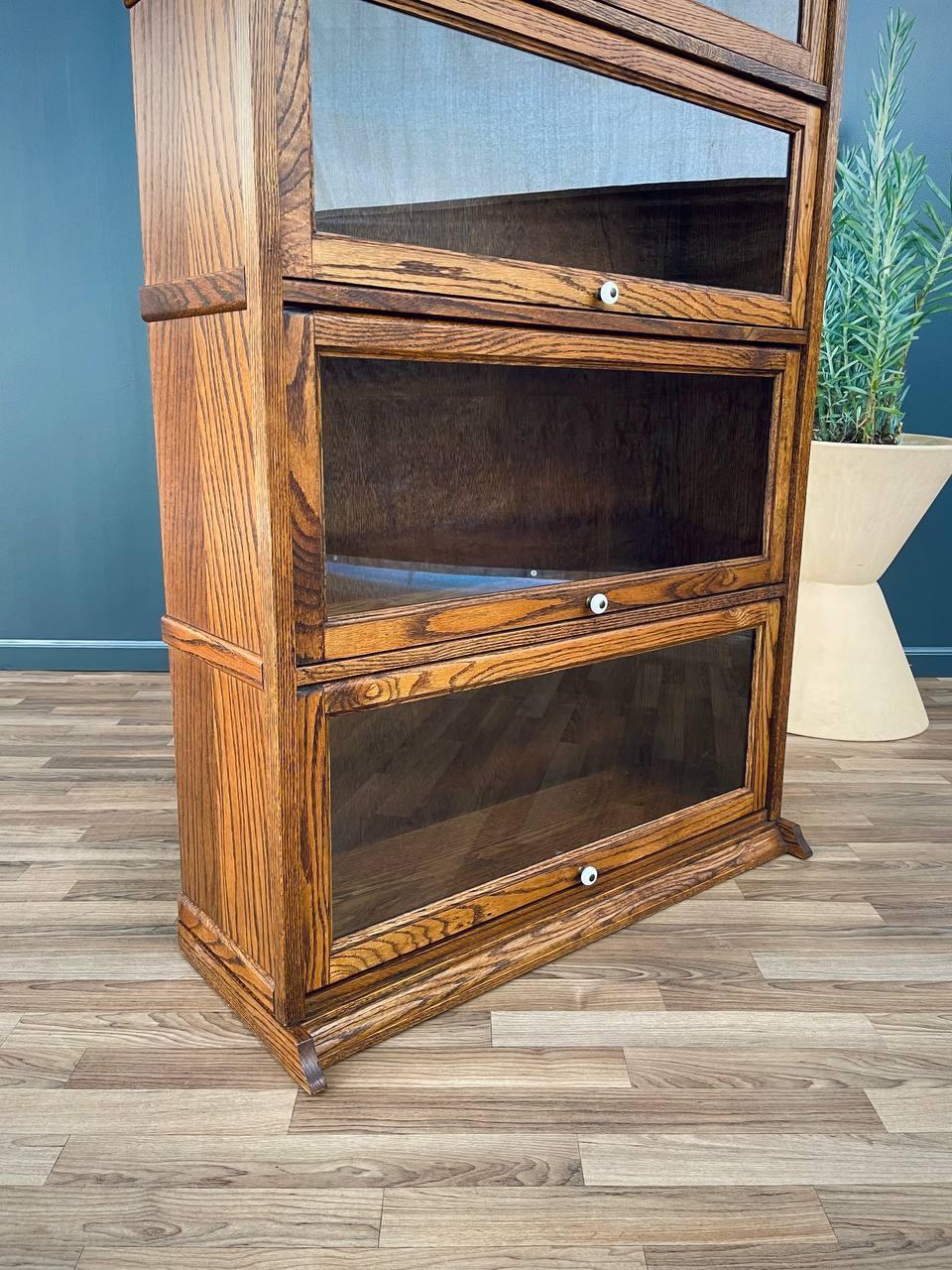 Vintage Barristers Oak & Glass 4-Tier Bookcase Shelf Cabinet 2