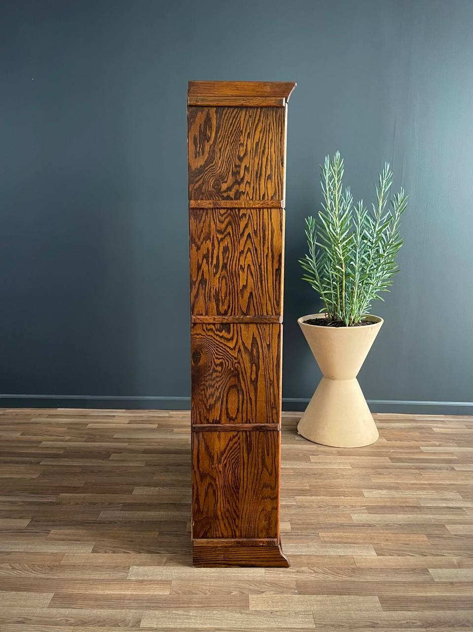 Vintage Barristers Oak & Glass 4-Tier Bookcase Shelf Cabinet 2