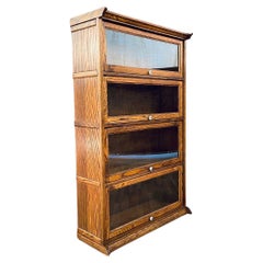 Mobile libreria a scaffale a 4 livelli in Oak Oak e vetro di Barristers Vintage