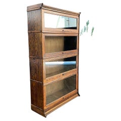 Mobile libreria a scaffale a 4 livelli in Oak Oak e vetro di Barristers Vintage