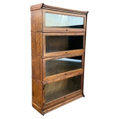 Mobile libreria a scaffale a 4 livelli in Oak Oak e vetro di Barristers Vintage