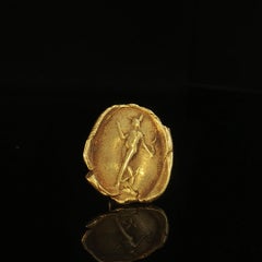 Vintage Barry Kieselstein Cord 18K Gold Woman Goddess Stud Earrings 8.3g RARE