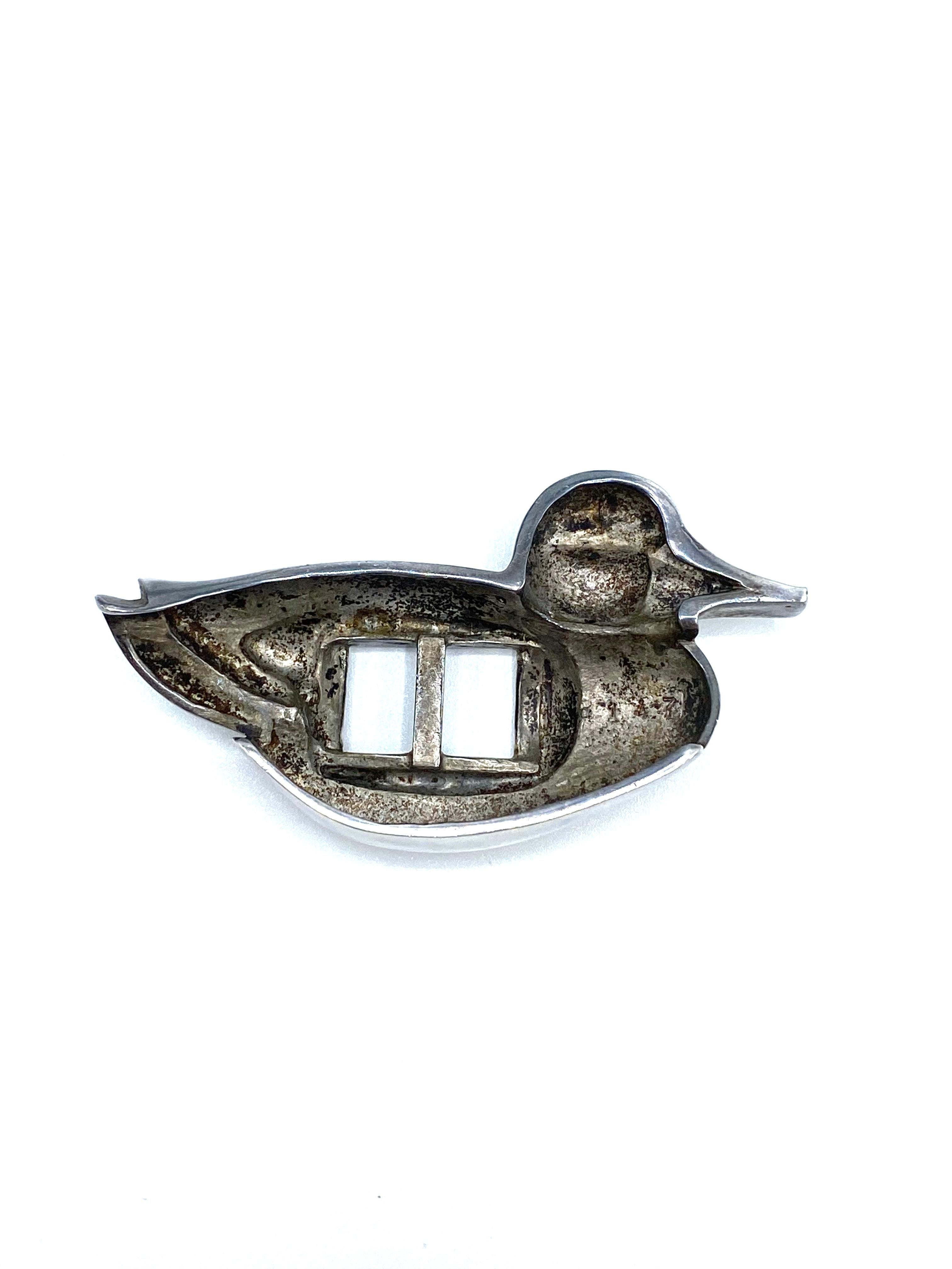 Vintage Barry Kieselstein Cord Sterling Silver Duck Buckle, Green and Red Belt For Sale 2