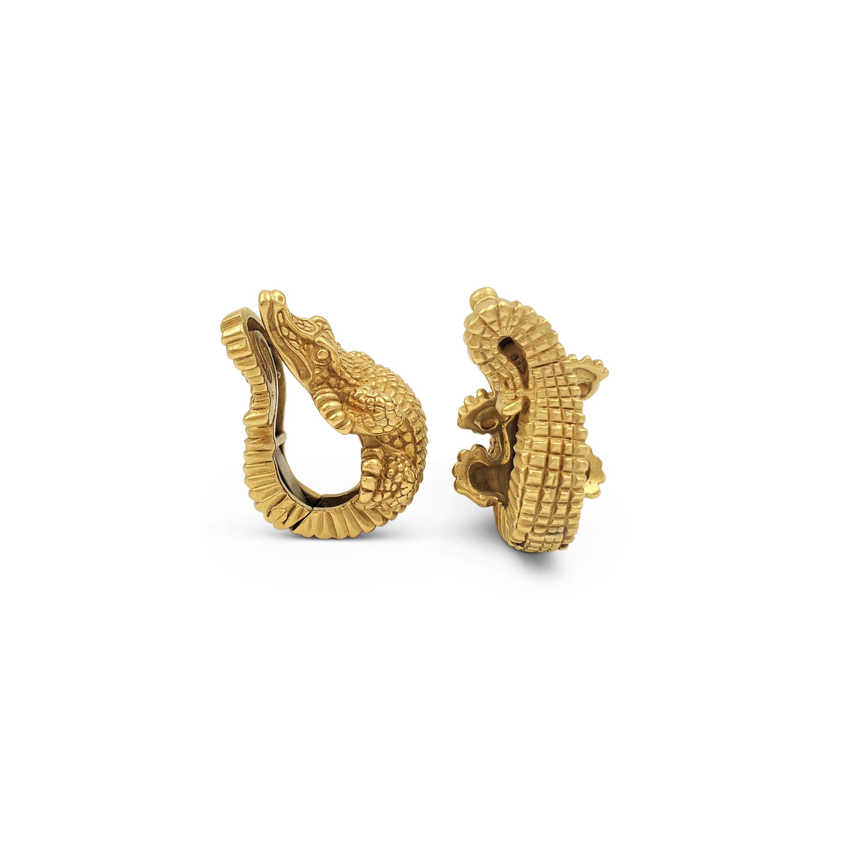 Vintage Barry Kieselstein-Cord Yellow Gold Alligator Earrings 1