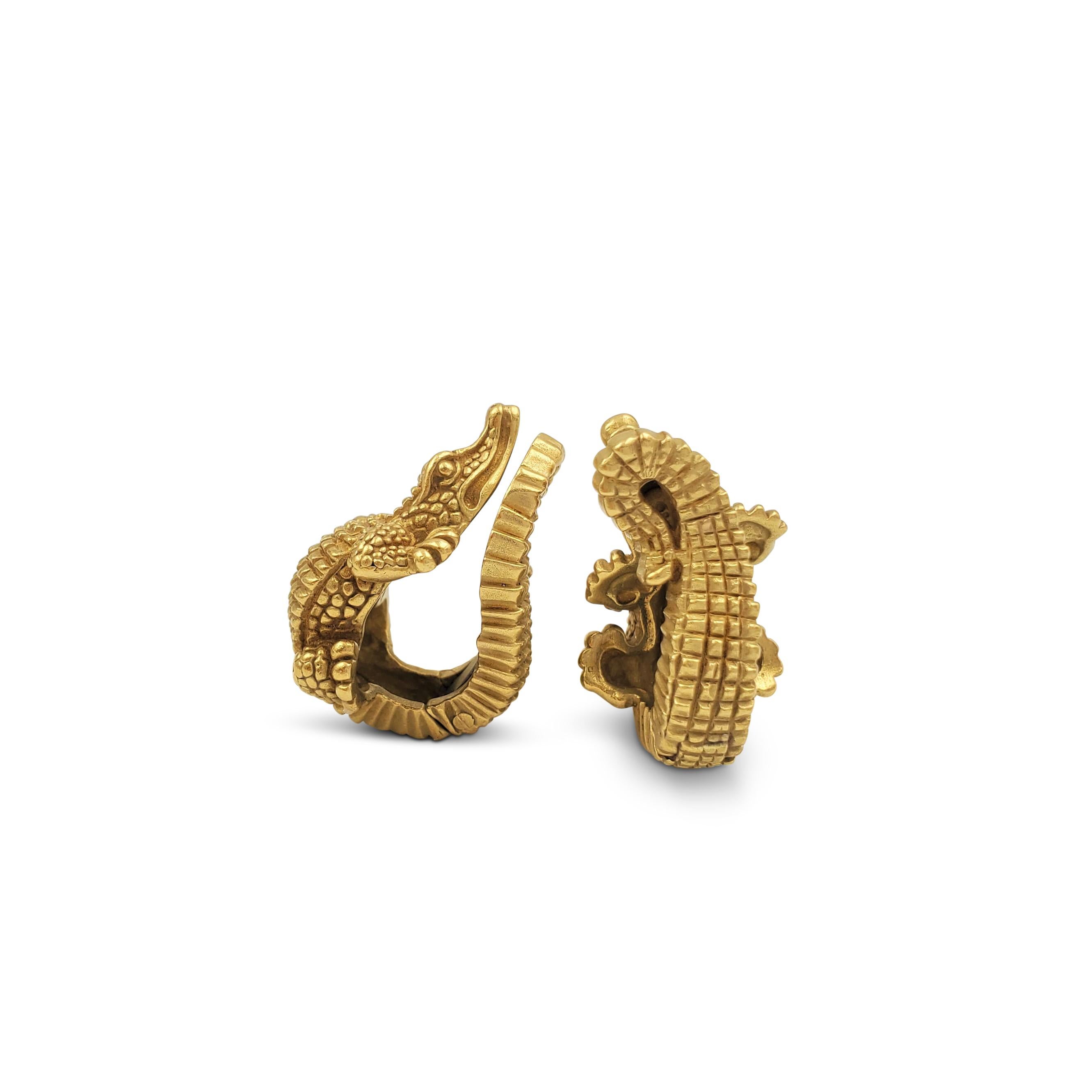 Vintage Barry Kieselstein-Cord Yellow Gold Alligator Earrings 2