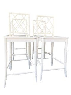 Vintage Barstools Faux Bamboo Barstool Set of White Barstools Palm Beach