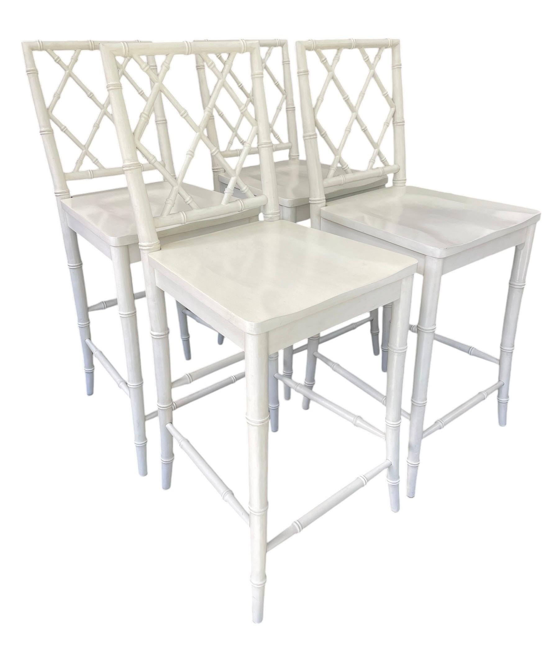 Taburetes de bar Vintage Taburete de bar de bambú sintético Juego de taburetes de bar blancos Palm Beach Madera dura en venta