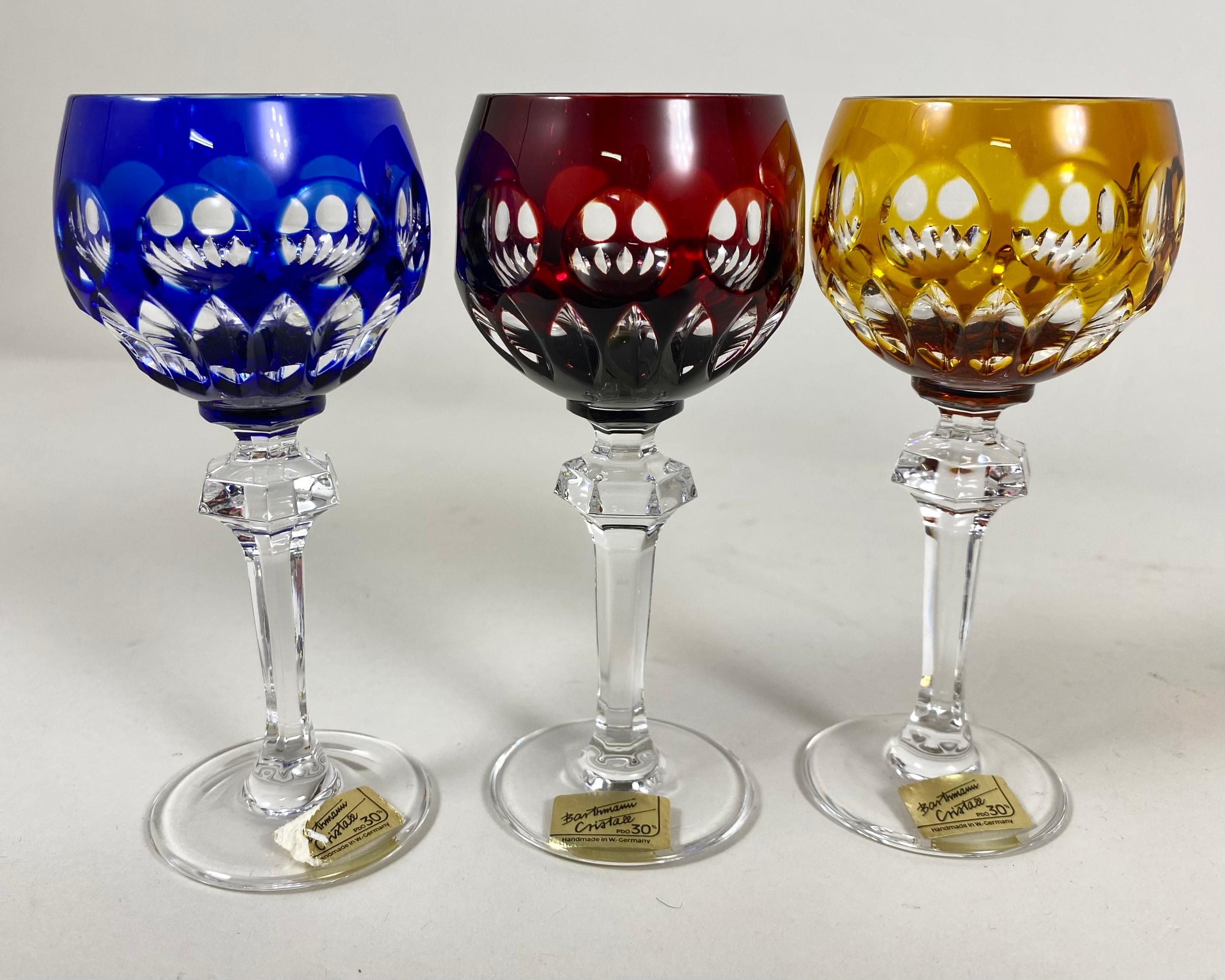 Vintage Barthmann Crystal Liqueur Glasses Set 6, 1960s, West Germany In Excellent Condition For Sale In Bastogne, BE