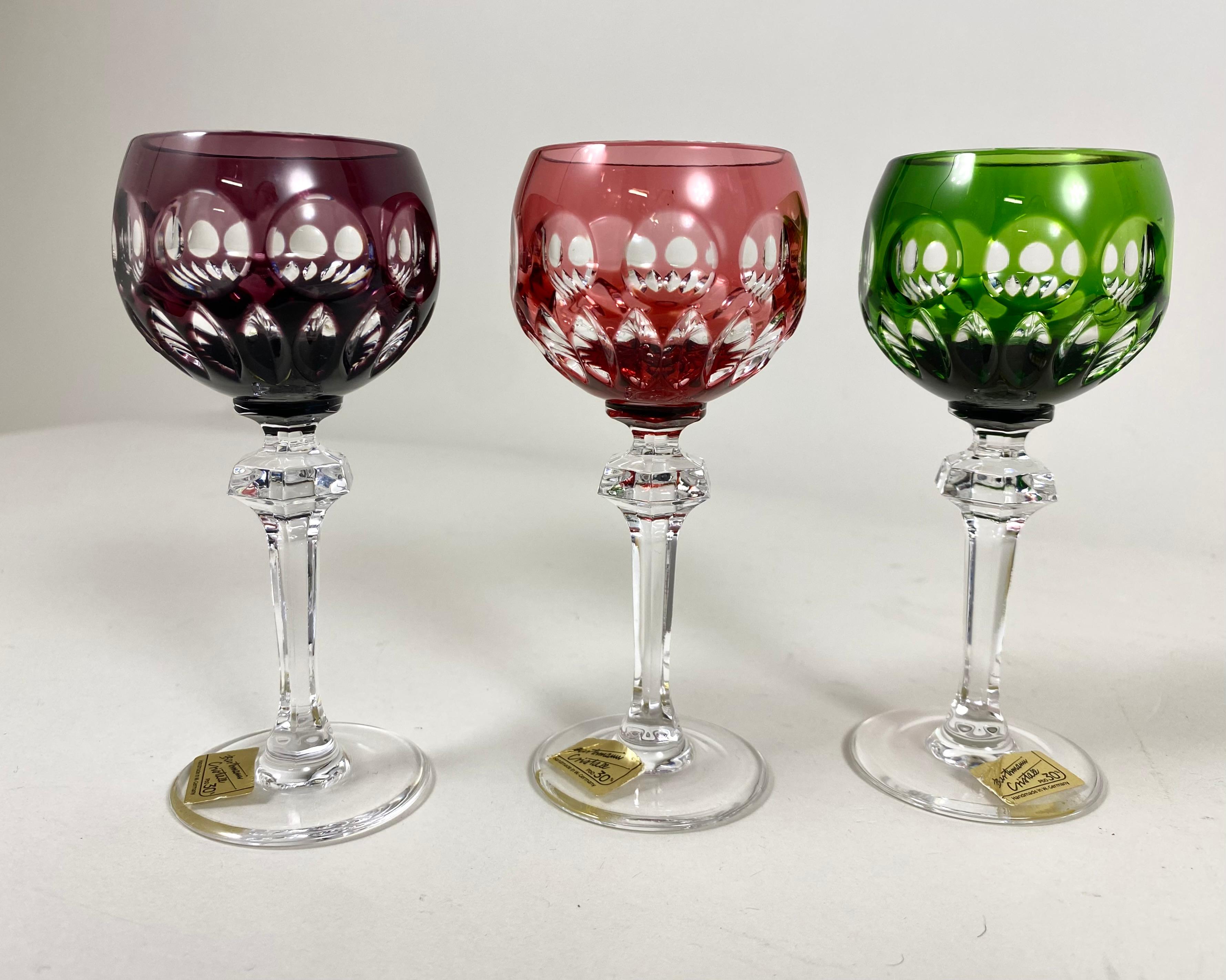 Mid-20th Century Vintage Barthmann Crystal Liqueur Glasses Set 6, 1960s, West Germany For Sale
