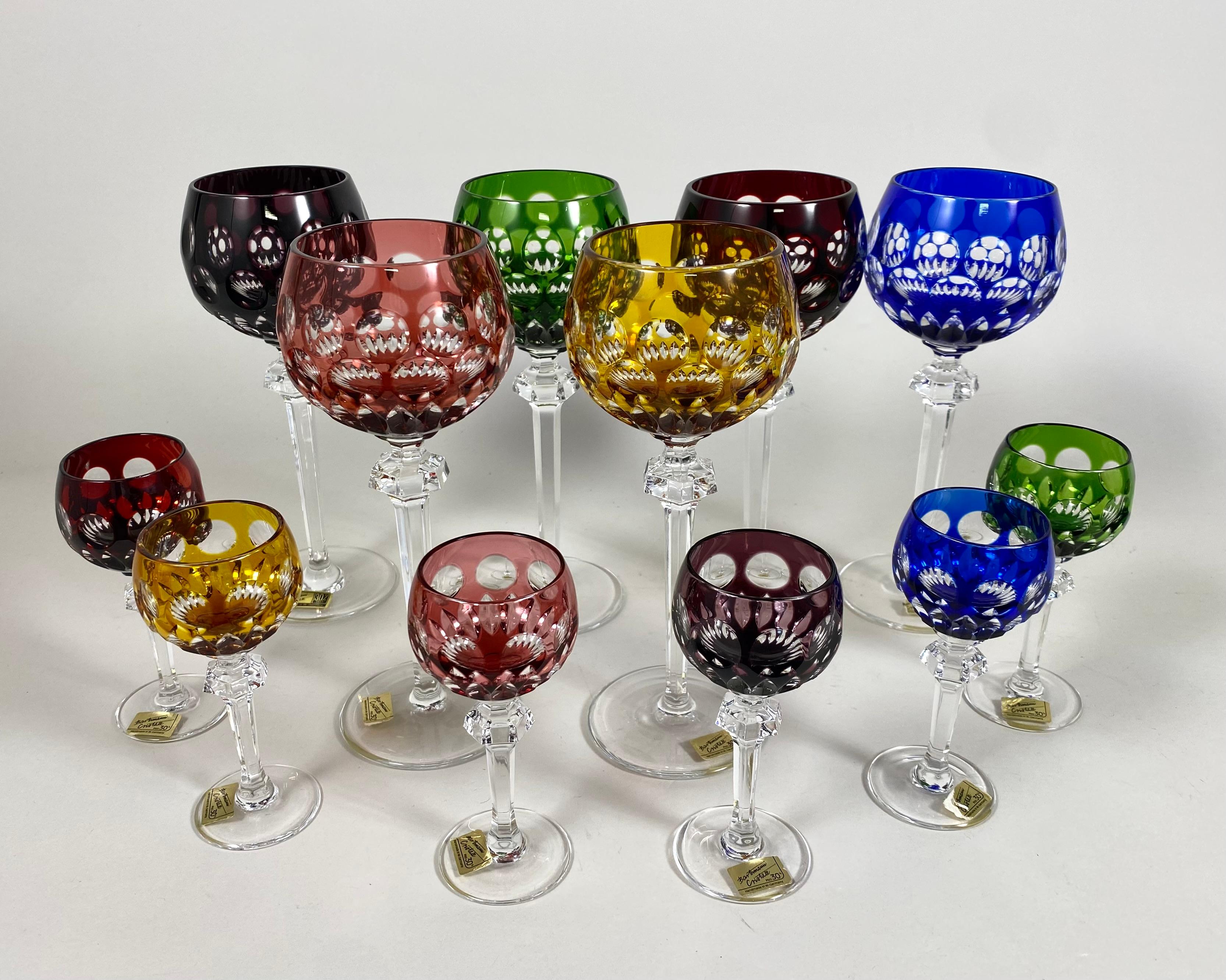 Vintage Barthmann Crystal Wine Glasses Set 6, 1960s, West Germany In Excellent Condition For Sale In Bastogne, BE