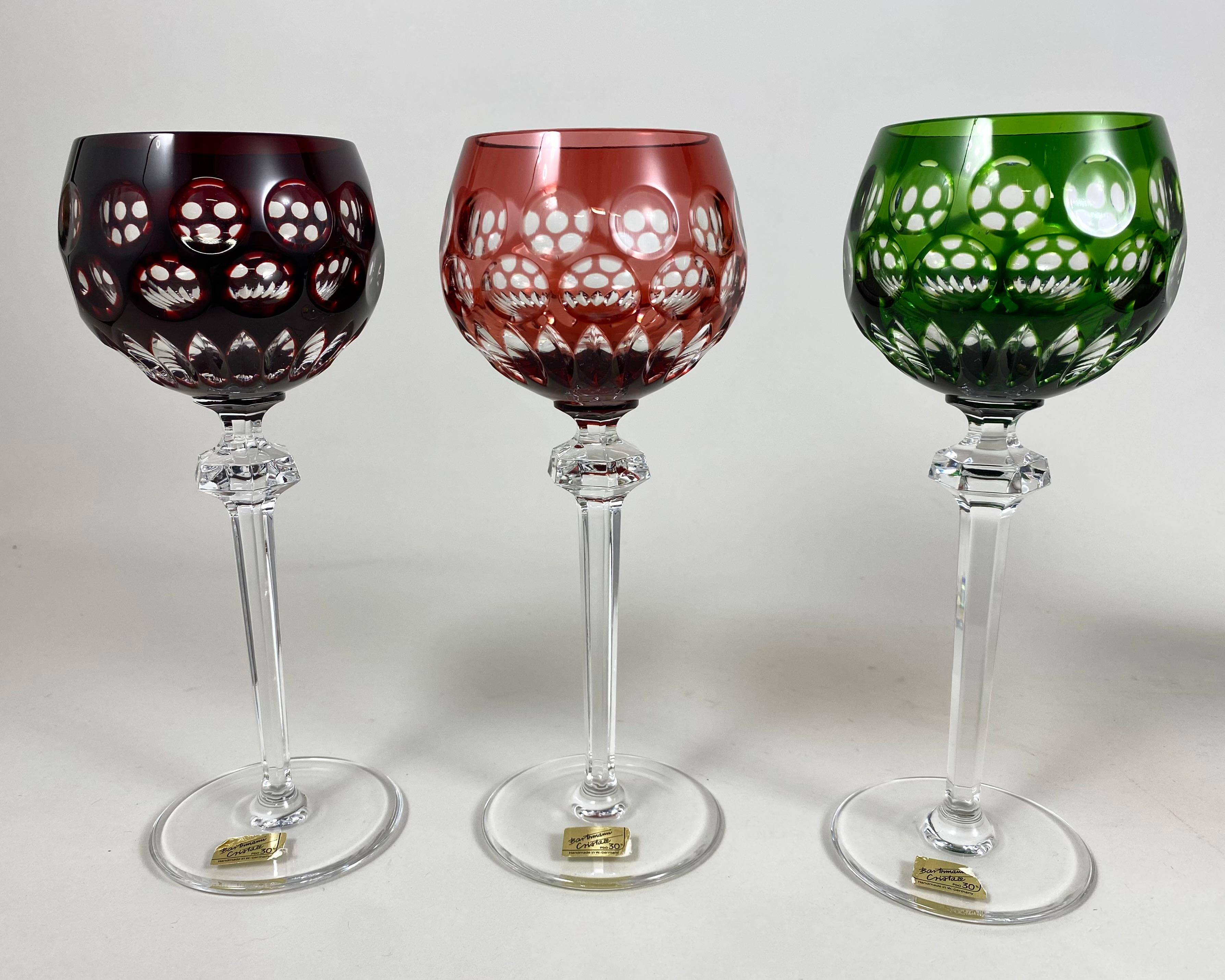 Vintage Barthmann Crystal Wine Glasses Set 6, 1960s, West Germany For Sale 1
