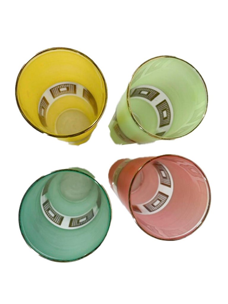 Vintage Bartlett Collins Color Frosted and Gilt Decorated Tom Collins