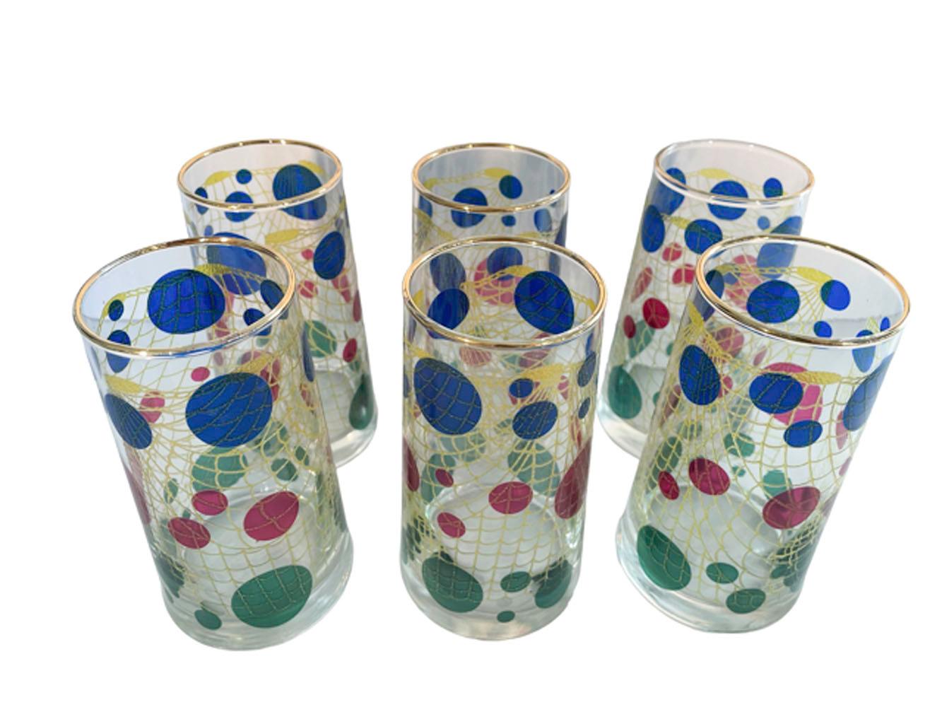 American Vintage Bartlett-Collins Pitcher & 6 Highball Glasses in the Gibraltar Pattern For Sale