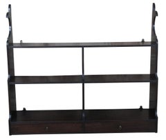 Vintage Bartley Collection Chippendale Style Walnut Hanging Wall Shelf Cupboard