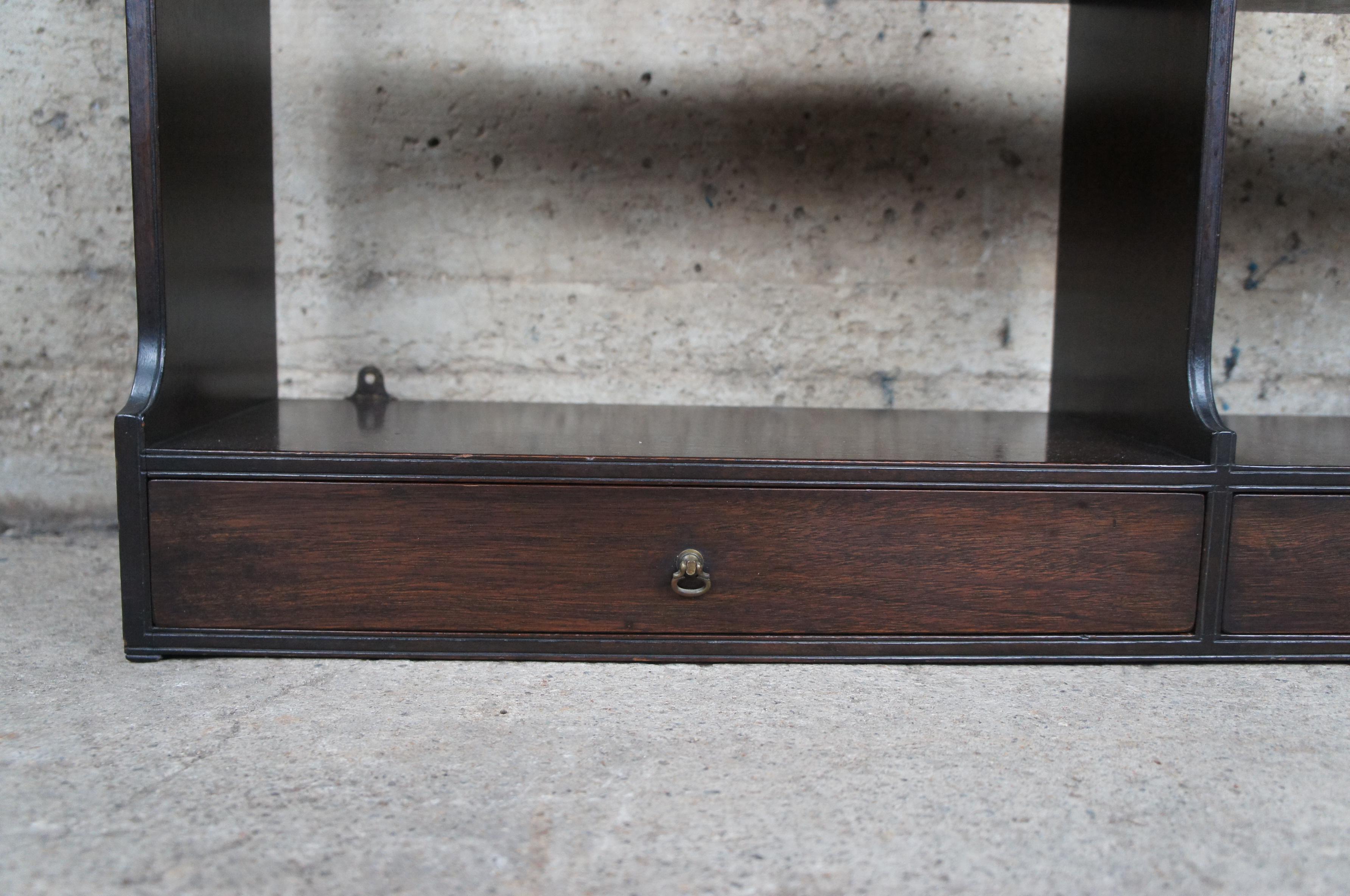 20th Century Vintage Bartley Collection Chippendale Style Walnut Hanging Wall Shelf Cupboard
