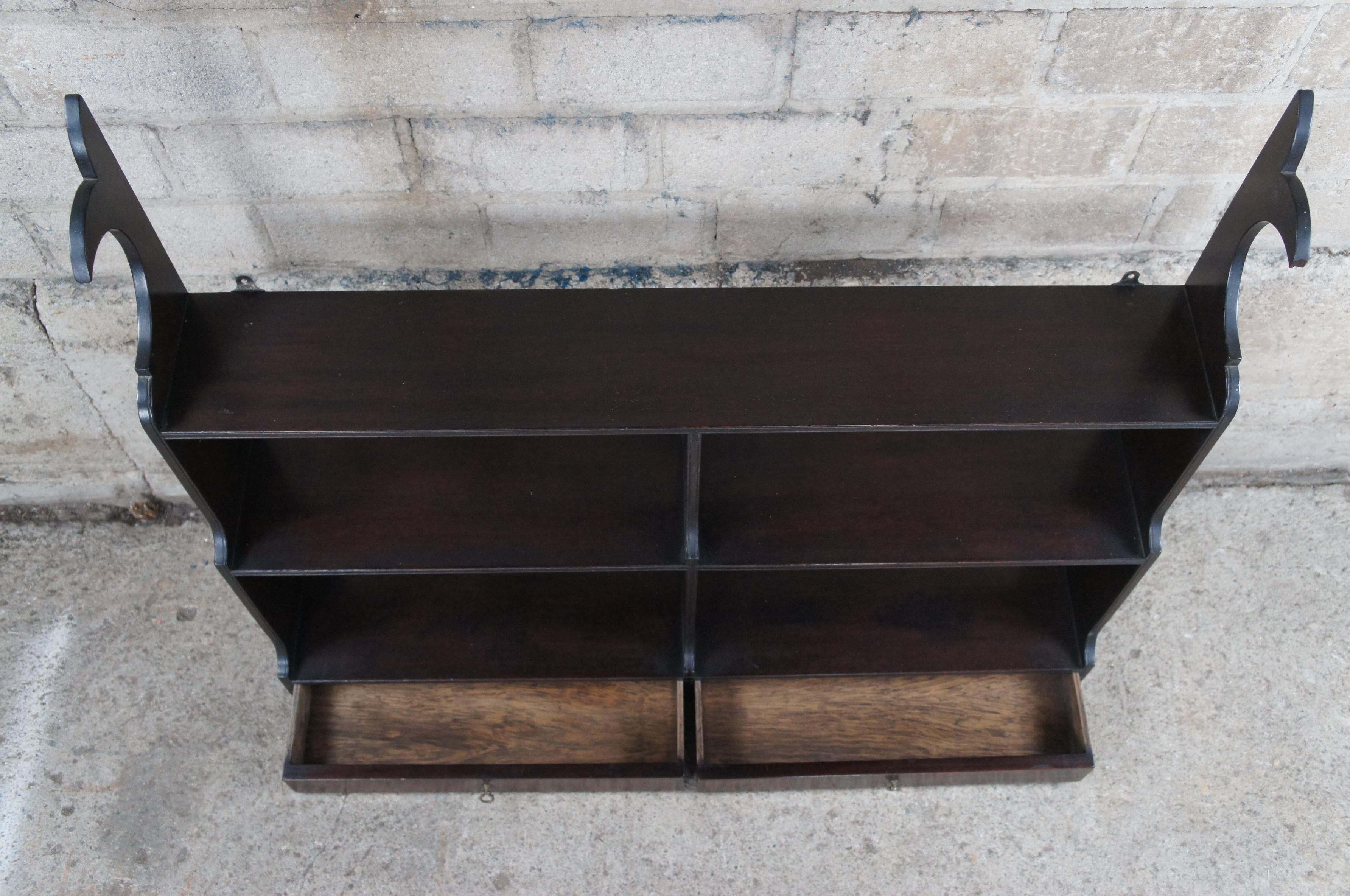 Vintage Bartley Collection Chippendale Style Walnut Hanging Wall Shelf Cupboard 2