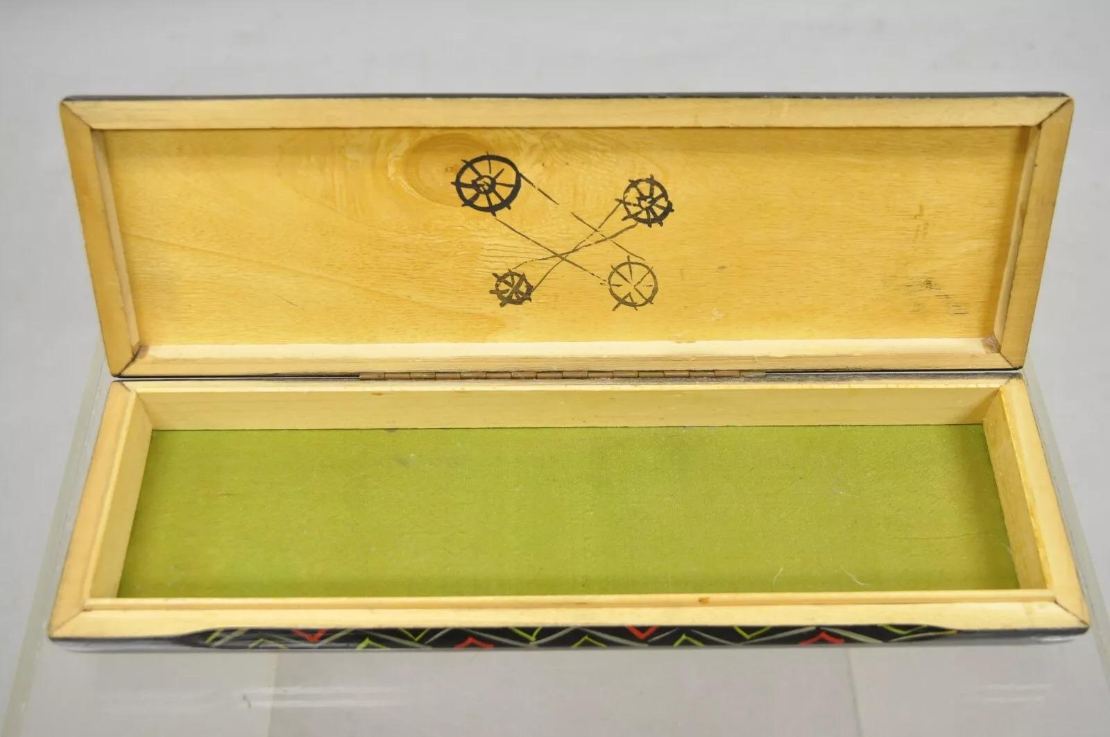 Mid-Century Modern Boîte laquée moderne «ars » peinte à la main, Italie, Barton's Creation en vente