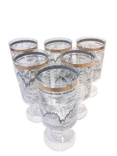 Vintage Barware, Cera Dow-Jones Industrial Average Footed Cocktail, 1958-1968