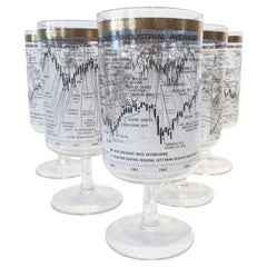 Vintage Barware, Cera Dow-Jones Industrial Average Footed Cocktail, 1958-1968