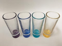 Vintage Barware Colored Glass Shot Glasses, Set of 4