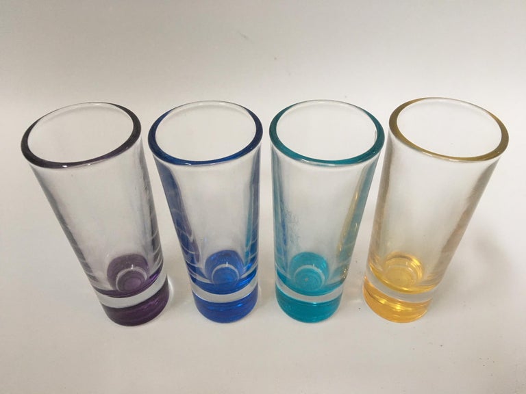 Vintage Barware Colored Glass Shot Glasses, Set of 4 at 1stDibs