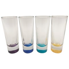 Vintage Barware Colored Glass Shot Glasses, Set of 4