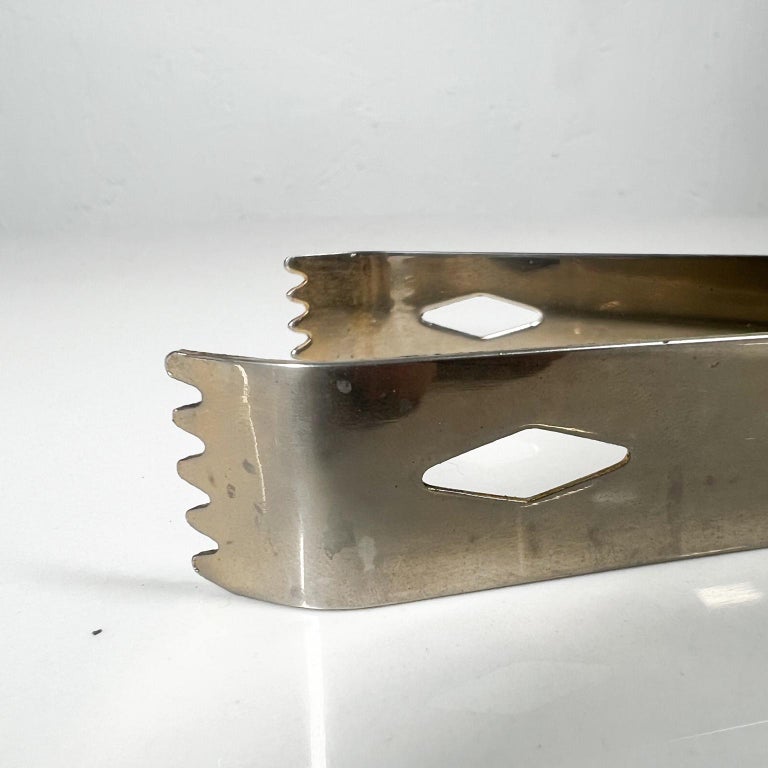 Vintage Barware Modern Ice Cube Tongs Nickel Plated For Sale at 1stDibs