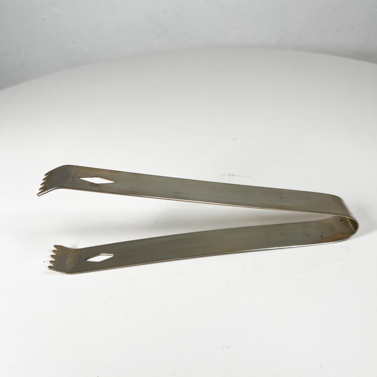 20th Century Vintage Barware Modern Ice Cube Tongs Nickel Plated For Sale