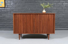 Vintage Barzilay California Modern Tambour-Door Walnut Credenza by Barzilay
