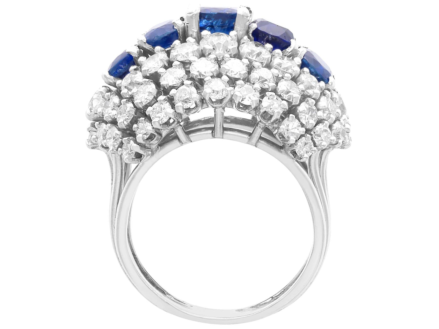 Women's or Men's Vintage Basaltic Sapphire Diamond 18 Karat White Gold Dress Ring For Sale