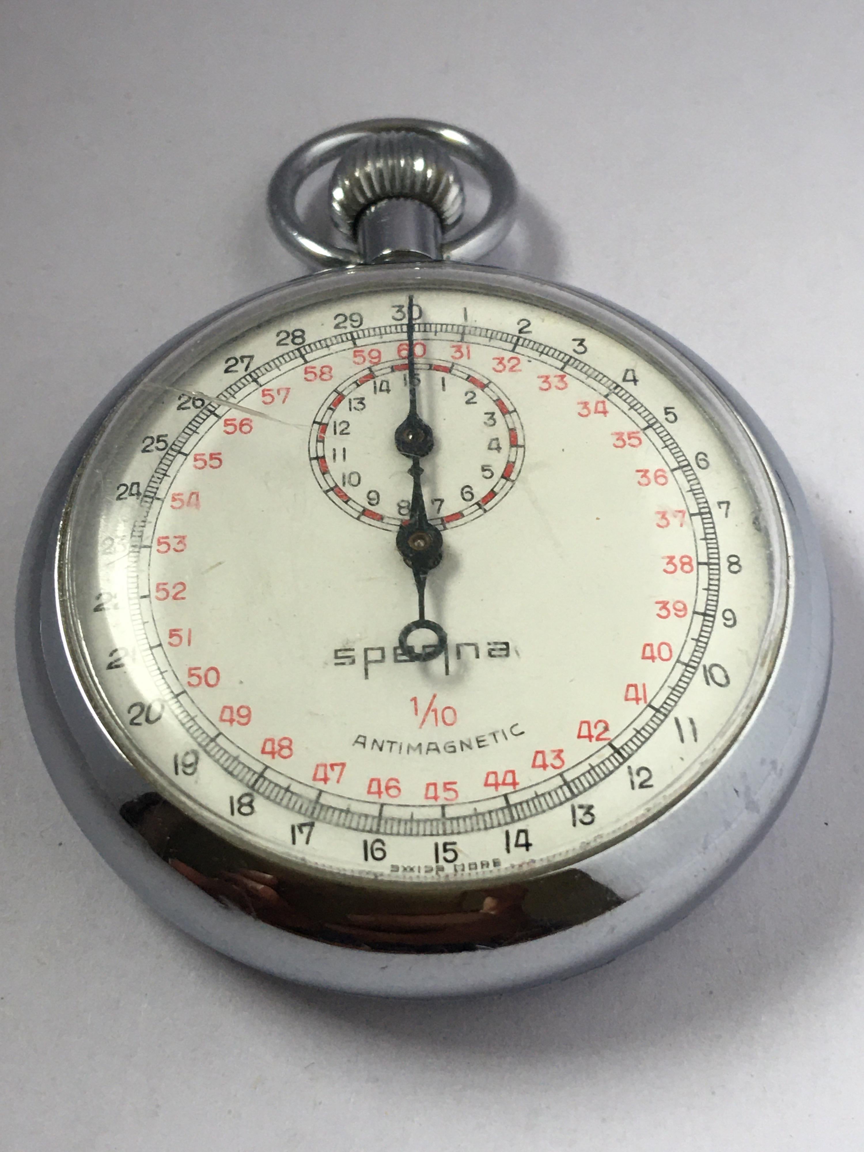 Vintage Base Metal Cased Mechanical Stopwatch For Sale 6