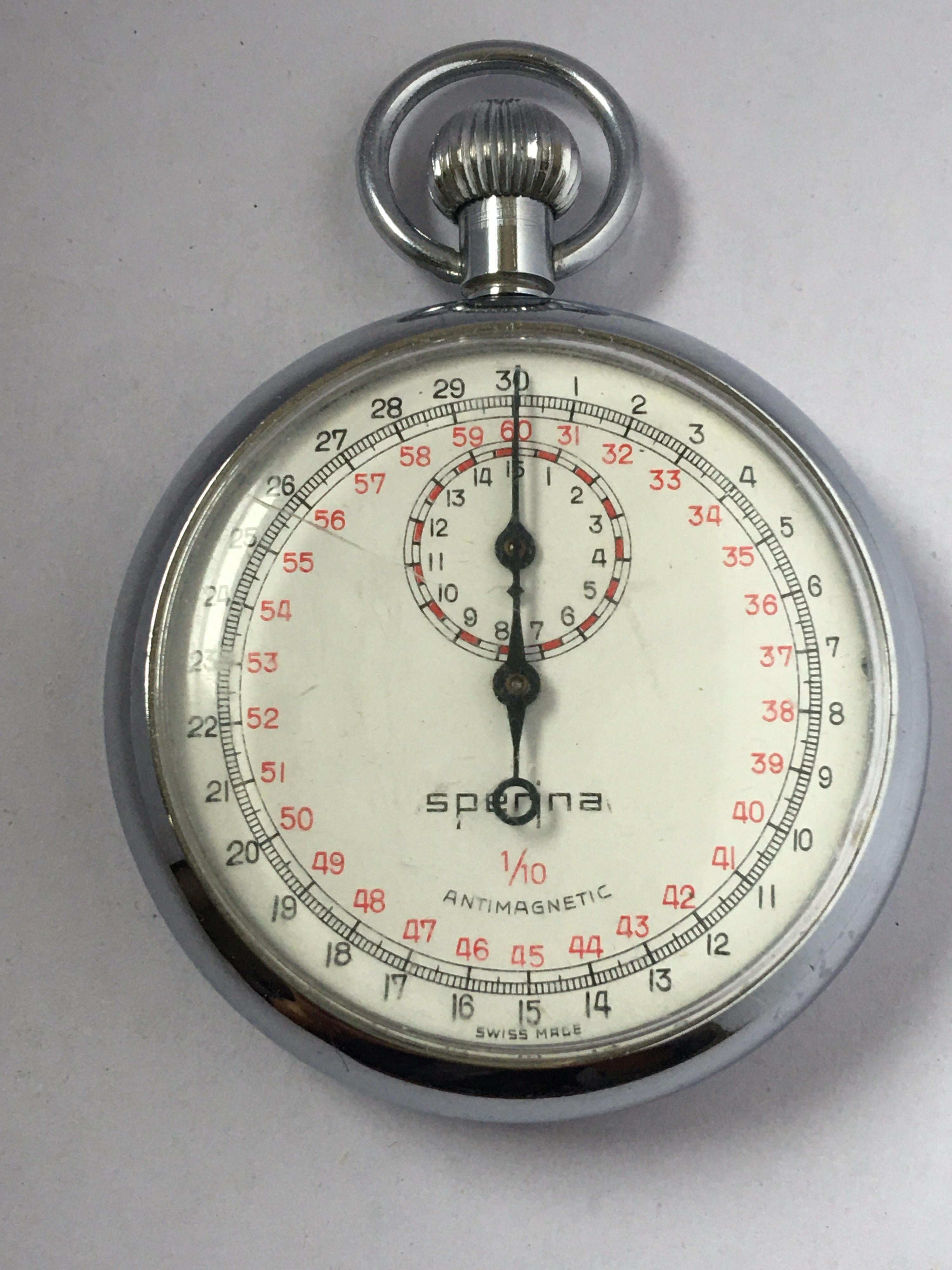 Vintage Base Metal Cased Mechanical Stopwatch For Sale 7