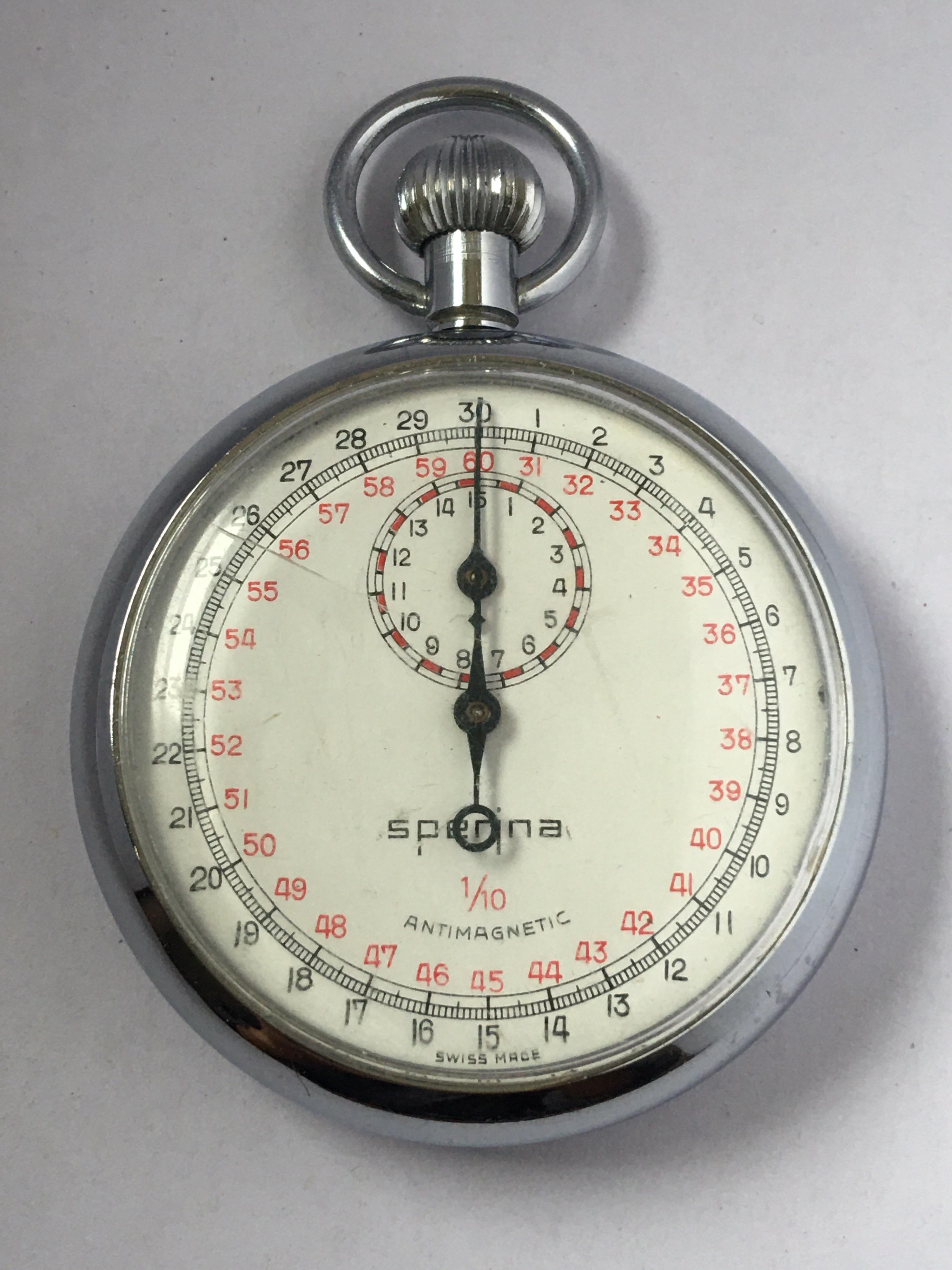 Women's or Men's Vintage Base Metal Cased Mechanical Stopwatch For Sale
