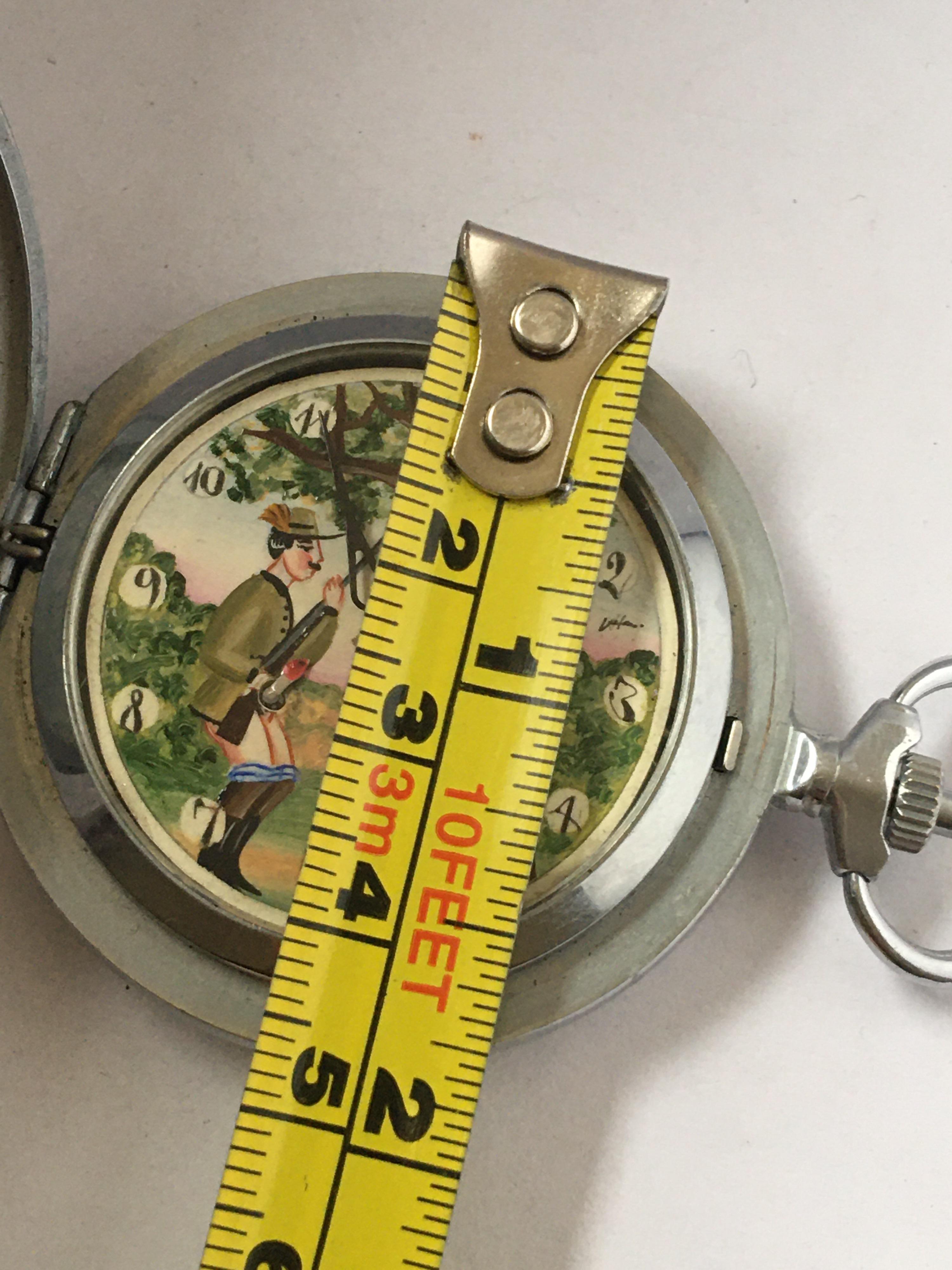 Vintage Base Metal Erotic Hand Winding Automation Pocket Watch 1