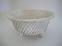 Vintage Basket Weave Ceramic Bowl, Europe, Mid-20th Century