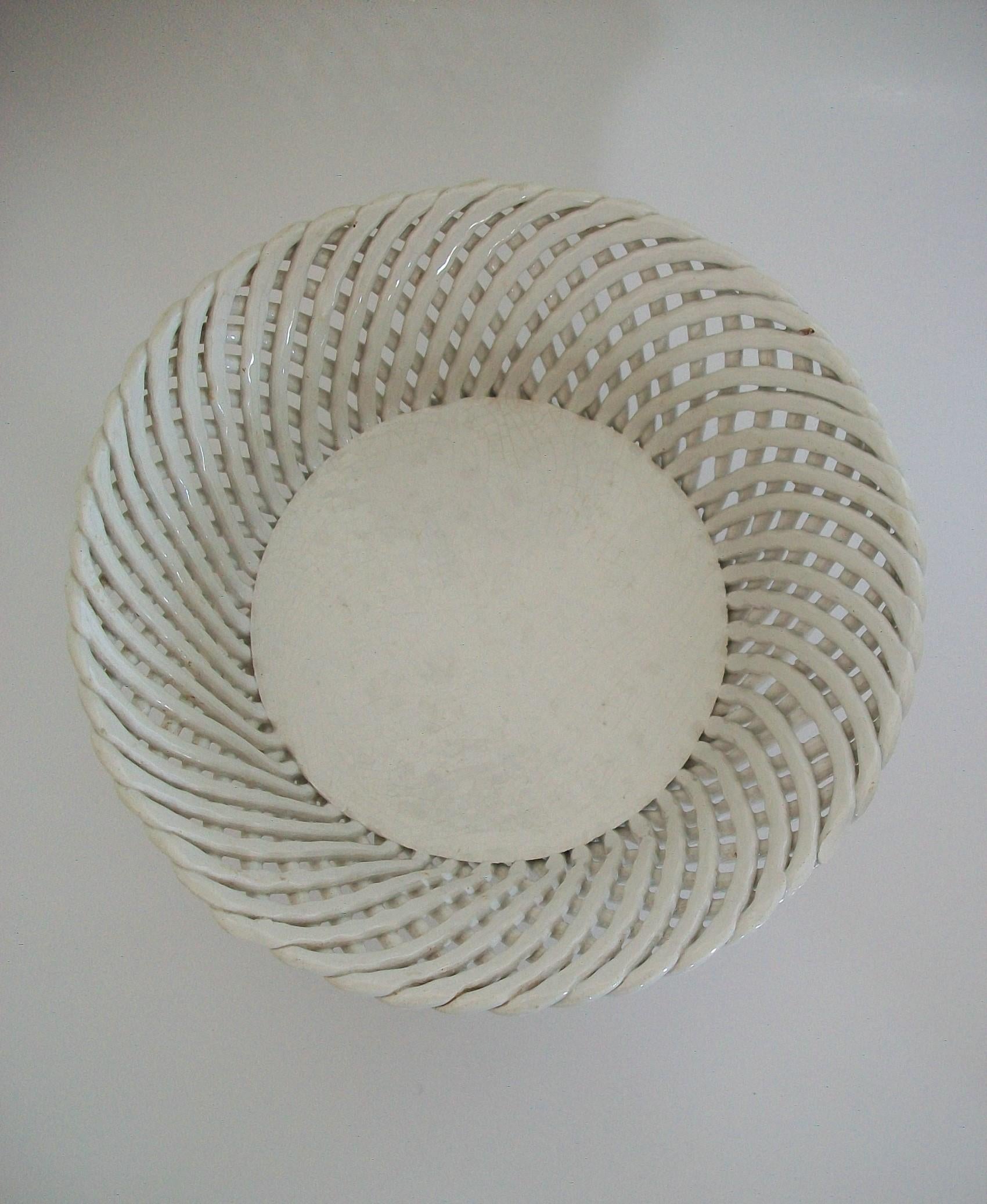 European Vintage Basket Weave Ceramic Bowl, Europe, Mid-20th Century For Sale