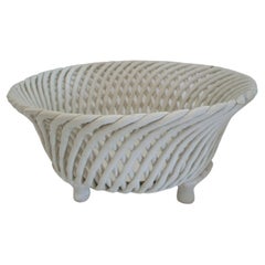 Vintage Basket Weave Ceramic Bowl, Europe, Mid-20th Century